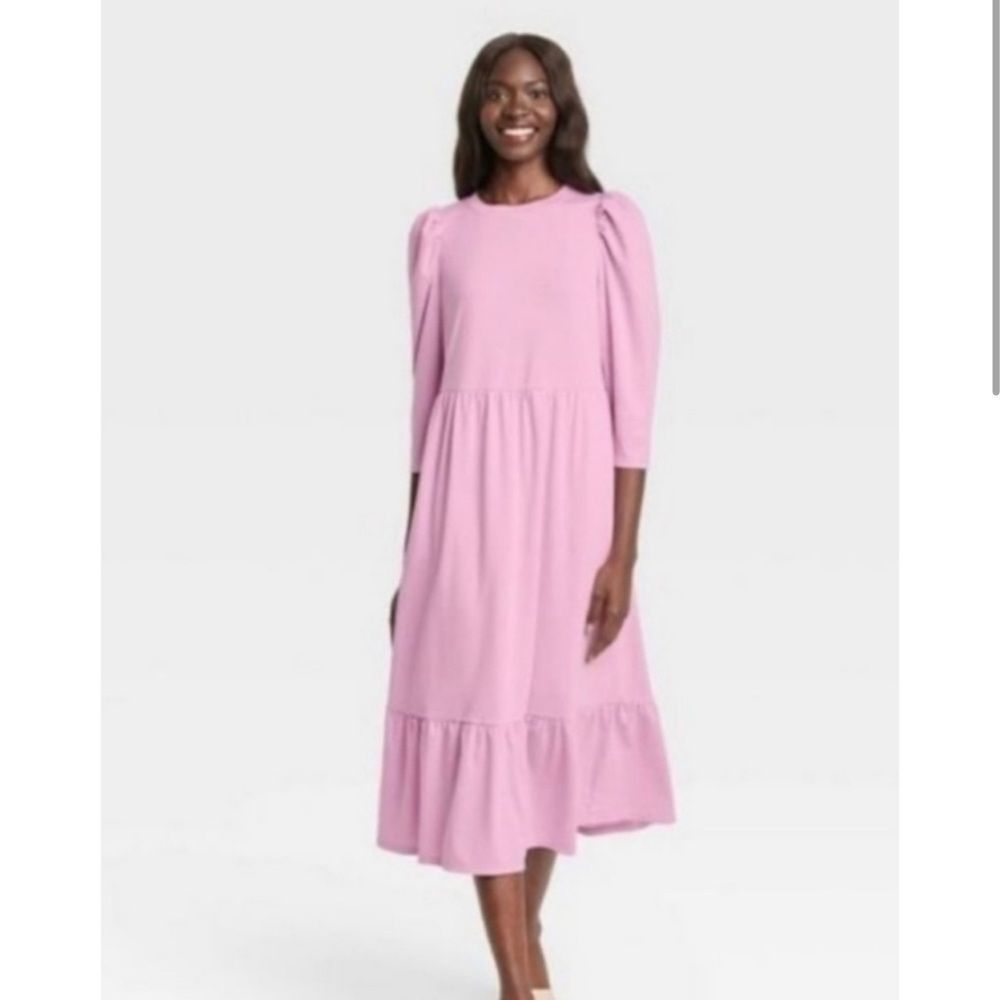 Who What Wear Raglan Sleeve Long Sleeve Tiered Baby Doll Dress NWOT Lavender